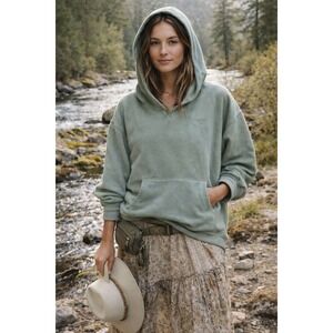 CK Women's Hoodie Sweatshirt seafoam Green Sz Large Gorpcore Outdoors Cabin Y2K
